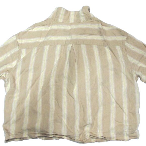 STARS ABOVE Top Button Down Shirt Linen Blend Beige Women's Size M - Picture 3 of 6
